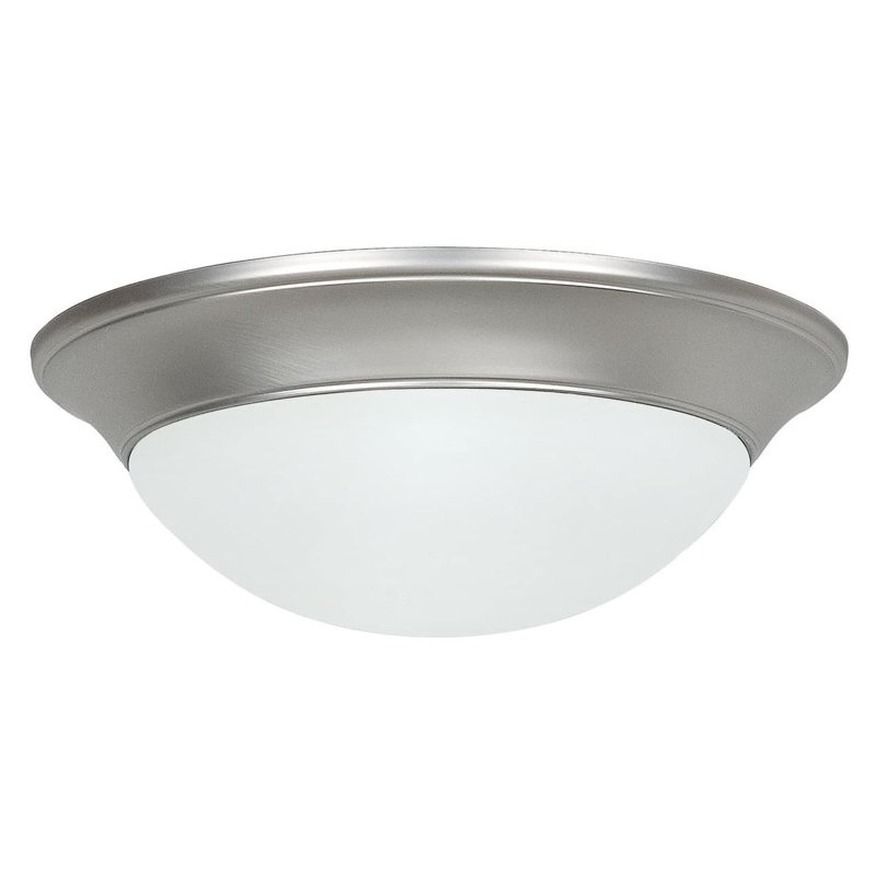 Deyo Glass Flush Mount, 4.13" x 14" x 14", Satin Nickel