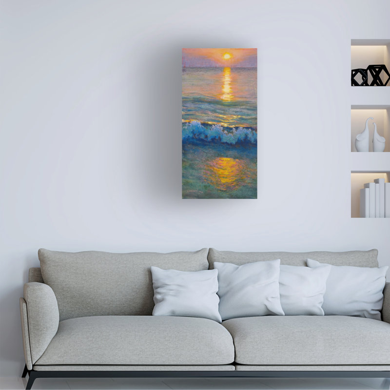 Art mural sur toile tendue - «Sunrise on a Wave» de Rita Kirkman pour décoration de salon, de chambre à coucher ou de bureau - 12 x 24
