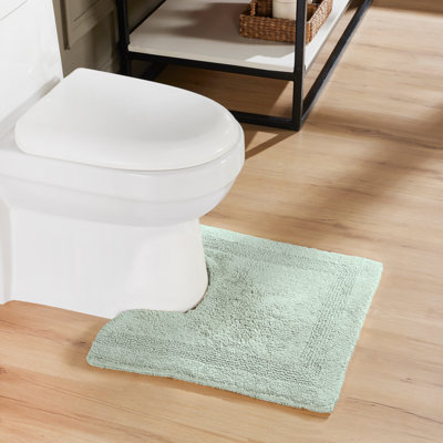 Lux Premium 100% Cotton Tufted Reversible Contour Bath Rug – Super Absorbent, Machine Washable U-Shaped Contour Toilet Rug, 20” x 20”, Dark Sage