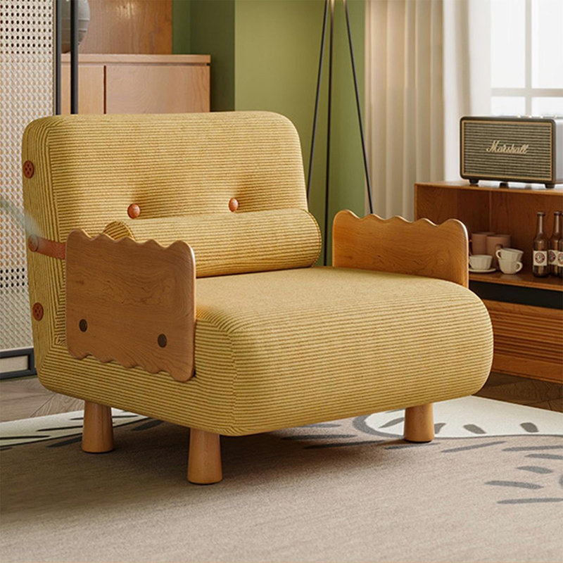 Coussin convertible 31,5 po en velours côtelé jaune