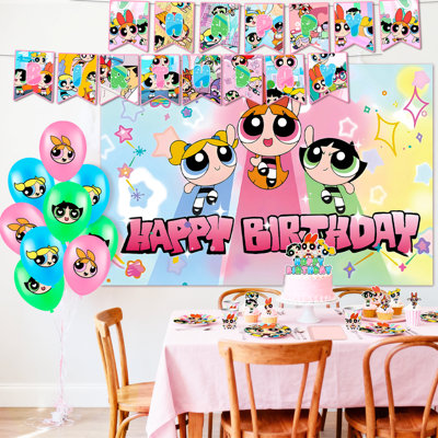 112Pcs The Powerpuff Girls Birthday Decorations & Party Tableware Set