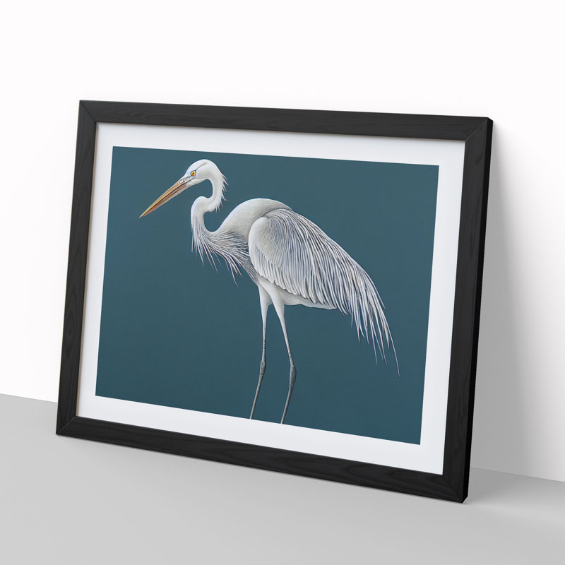 XH1022-1621X Boundless Heron Bird - Single Picture Frame Painting, Black Framed, 25cm H x 34cm W x 2cm D
