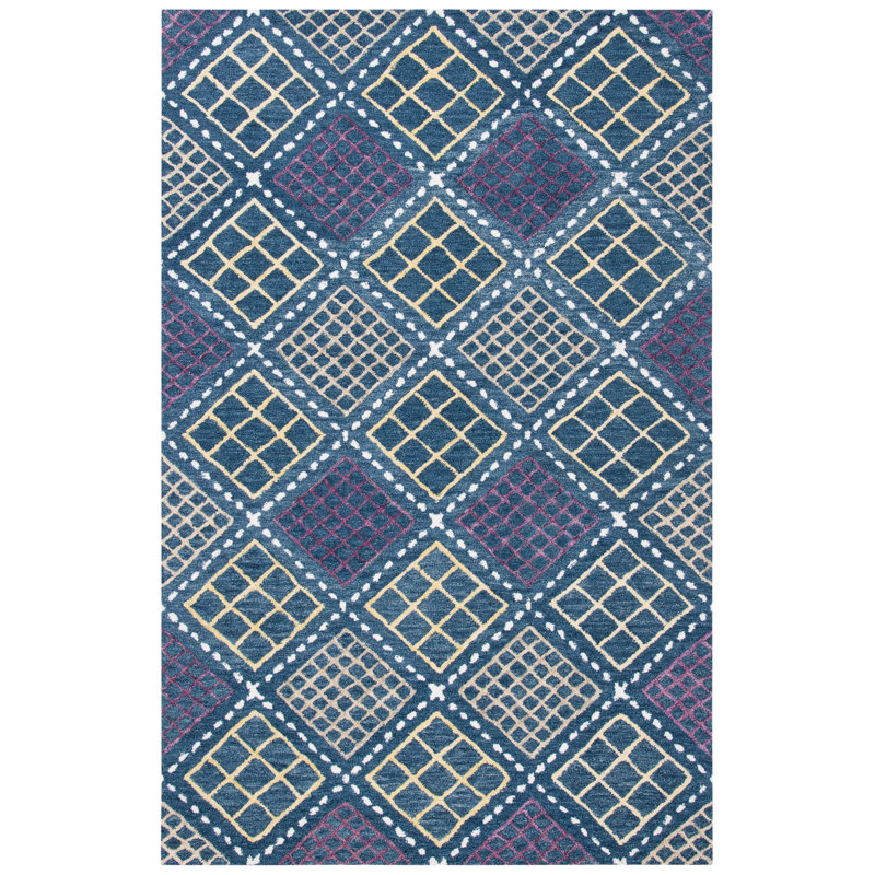 Metro Hand Tufted Wool And Cotton With Latex Geometric Rug, Rectangle 5' x 8'