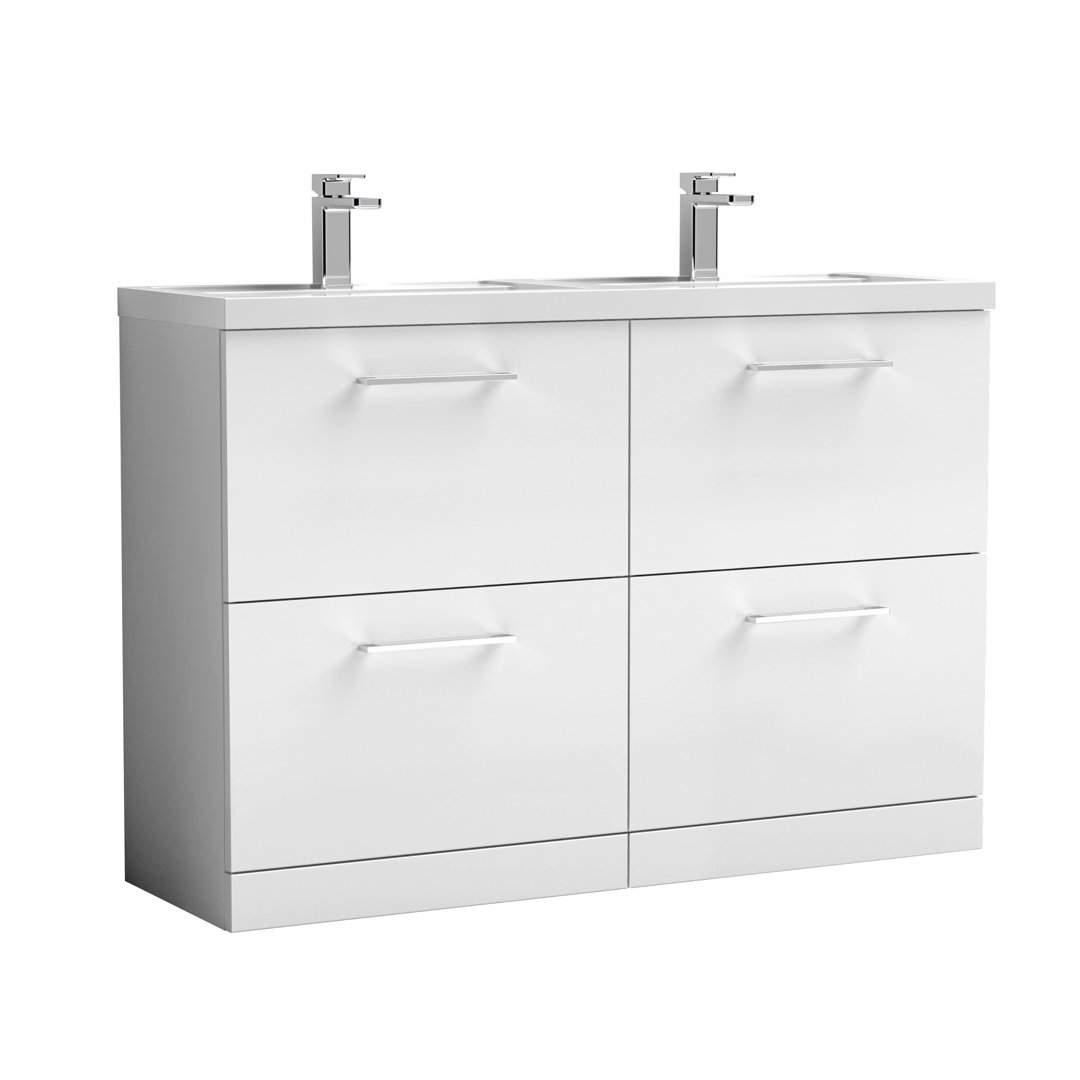 Nuie Arno 1200mm Floor Standing 4 Drawer Vanity Unit - Gloss White - Image 3