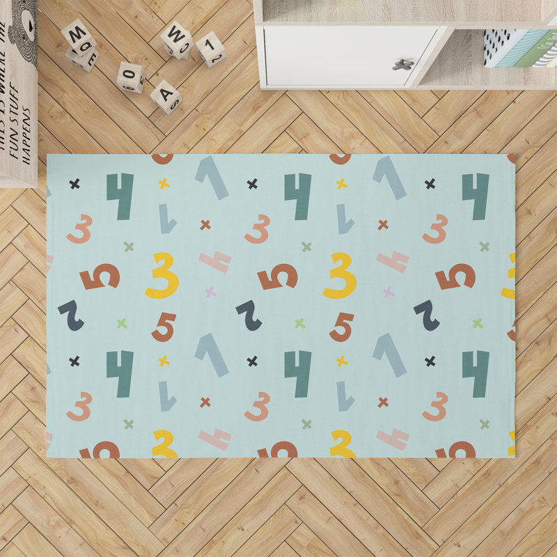 Numbers Kids Play Mat, Light Blue/Blue, Rectangle 4' x 6'