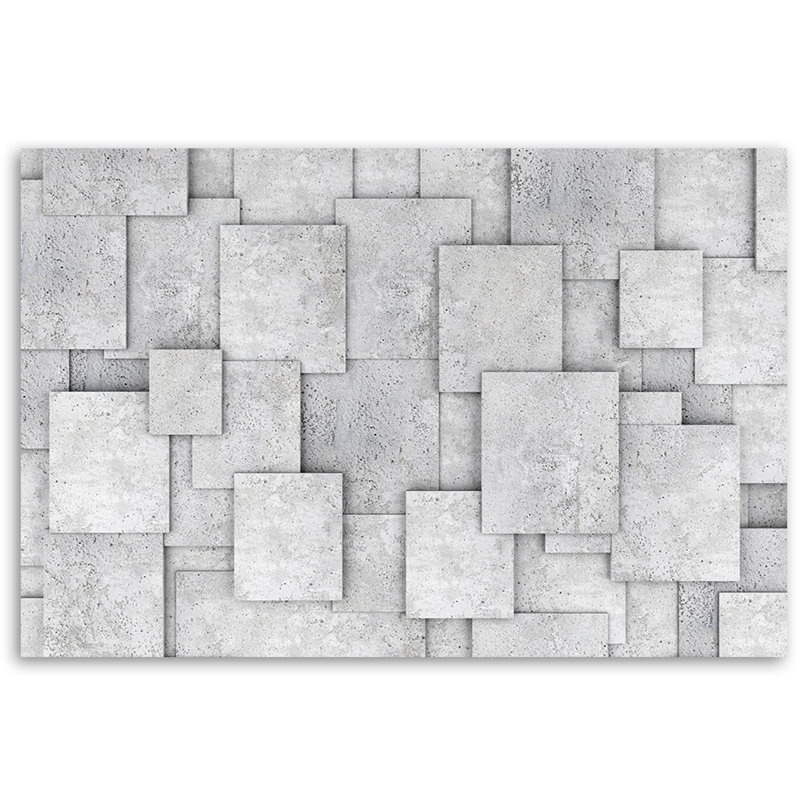 Abstract 3D Geometric Concrete - No Frame Print on Canvas, 80cm H x 120cm W