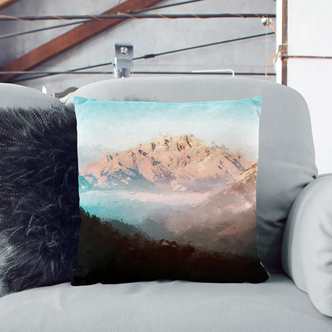 Fog over Misurina Mountain in Italy Cushion with Filling