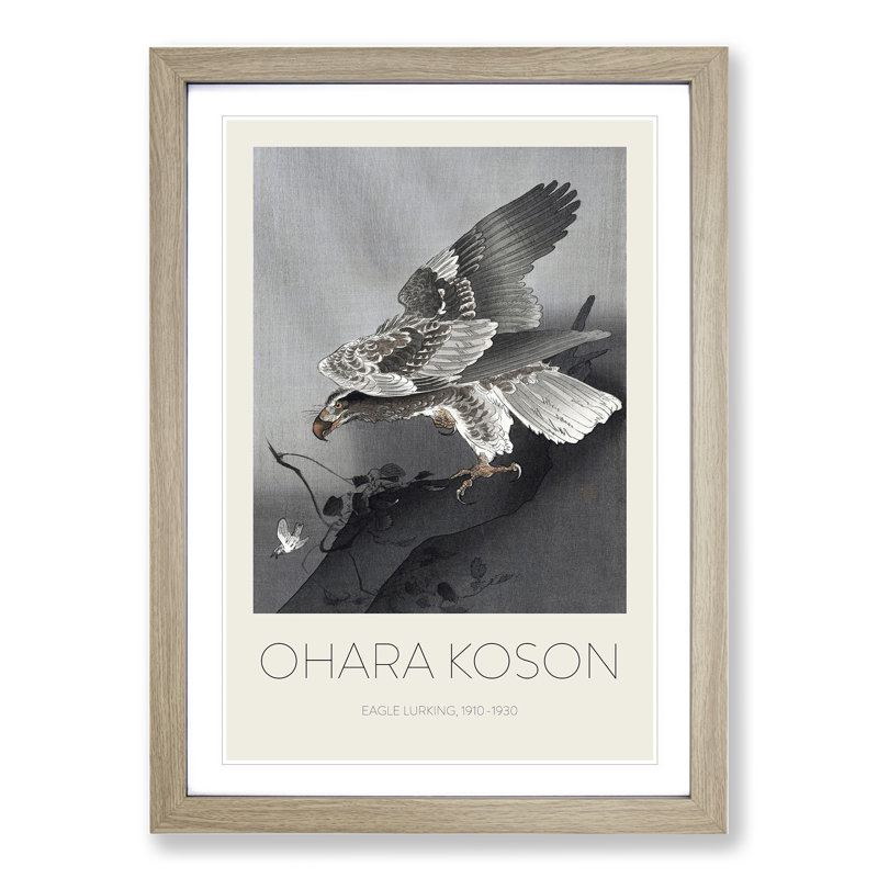 Eagle Hunting by Ohara Koson - Single Picture Frame Print, 65cm H x 48cm W x 2cm D, Oak Framed