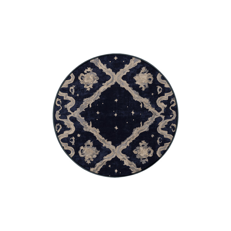 Machine Washable Gray Area Rug, Round 5'