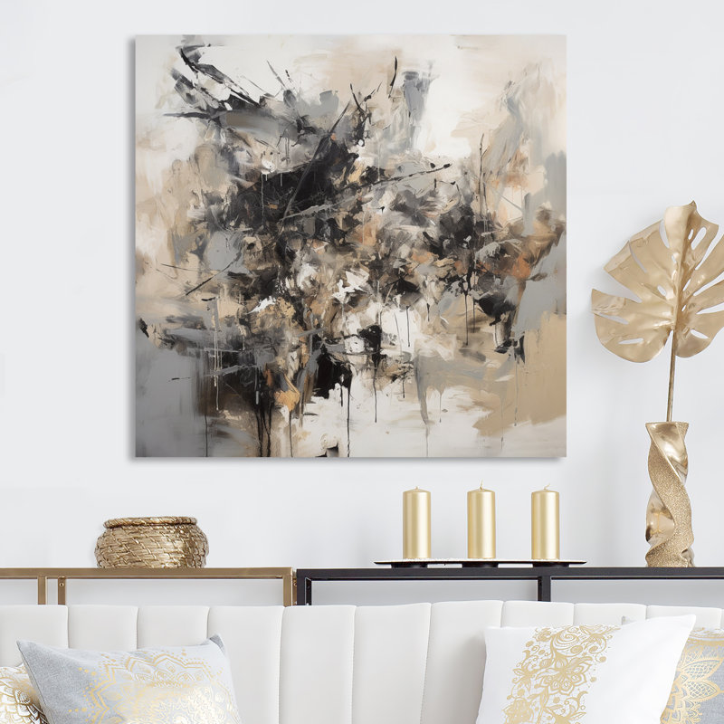 Dudash Dudash gris noir intérieur des mondes de marbre III, H 16 po x l 16 po x P 1 po