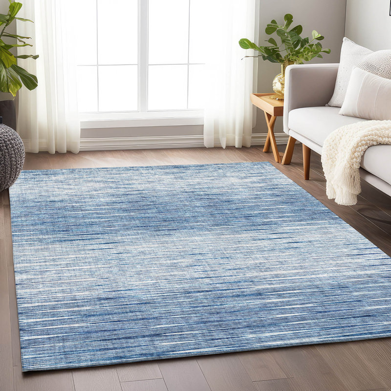 Premium Machine Washable Prisco Blue Rug, Rectangle 2'6" x 3'10"