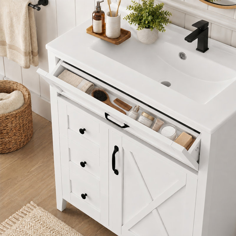 Meuble-lavabo 30 po avec lavabo blanc