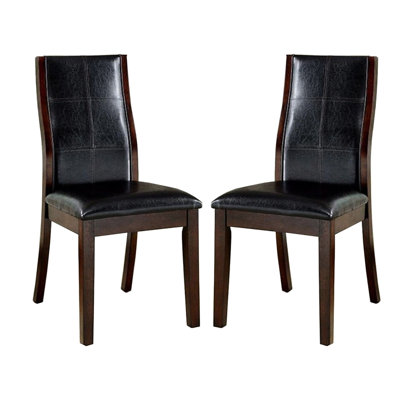 2 chaises de salle à manger - cerisier brun, bois massif, rembourrage, revêtement incurvé distinctif du siège, élément de dossier, structure en bois