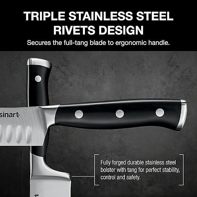 Cuisinart 7" Triple Rivet Santoku Kitchen Knife with Blade Guard