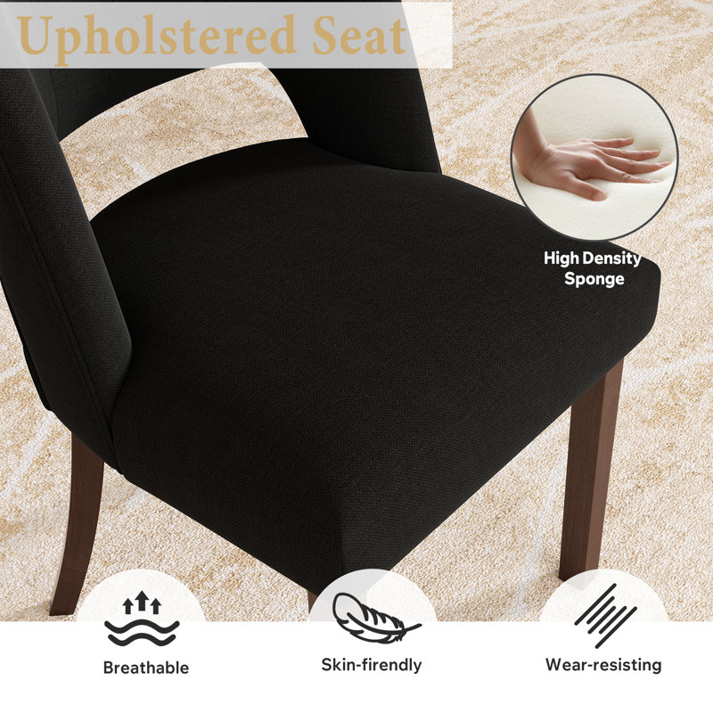 Chaise d'appoint rembourrée en bois massif, Noir