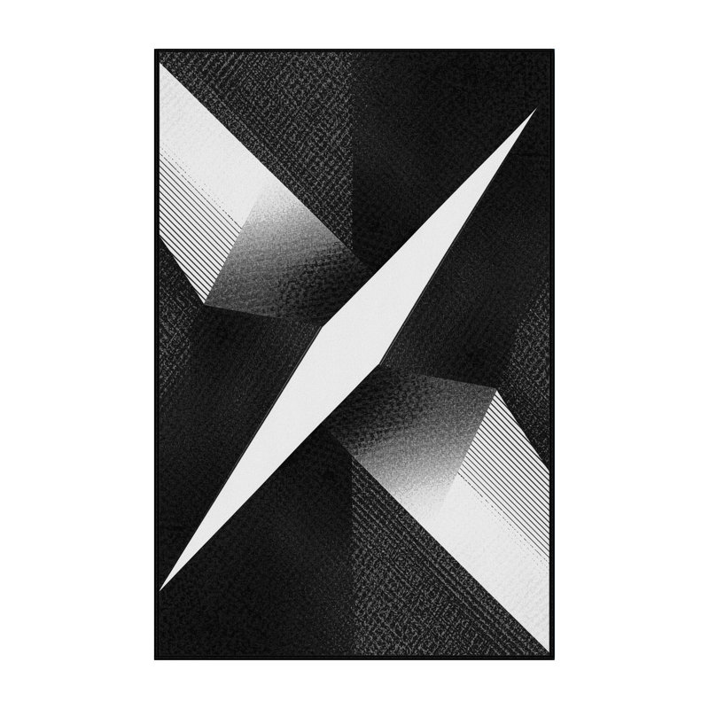 Machine Washable Orlena Modern & Contemporary Geometric Rug in Gray – Black Binding, 7 x 10
