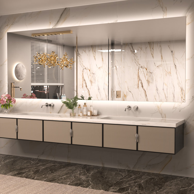 Adorna Dimmable Backlit LED Vanity Mirror with Anti-Fog, 36" x 96"