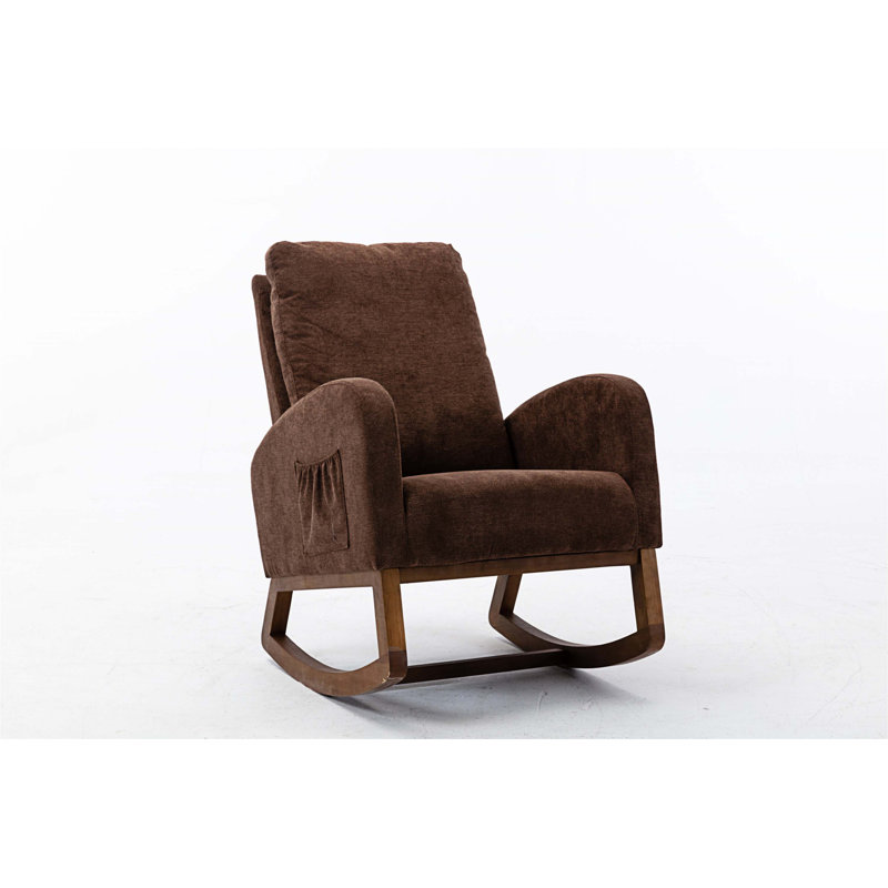 Living Room Comfortable Rocking Chair 39.7x37x27.1, Tissu en polyester brun