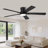 Cissline 52" Modern Black Flush Mount Ceiling Fan with LED Light and Remote Control for Bedroom, Living Room, and Kitchen-1370555228