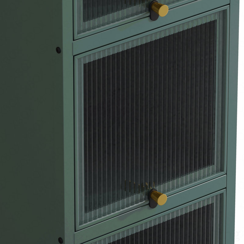 Armoire de rangement moderne à quatre niveaux avec porte vitrée - rangement fermé à cinq niveaux, Vert
