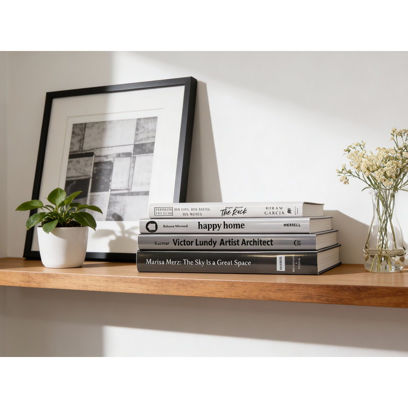 Livres décoratifs - pile de table basse en granit ombré - 4 livres gris