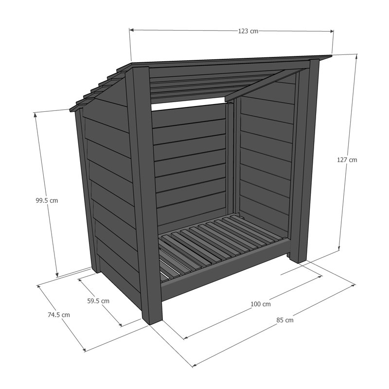 Strasburg 123cm W x 74.5cm D Solid Wood Log Store, Rustic Brown