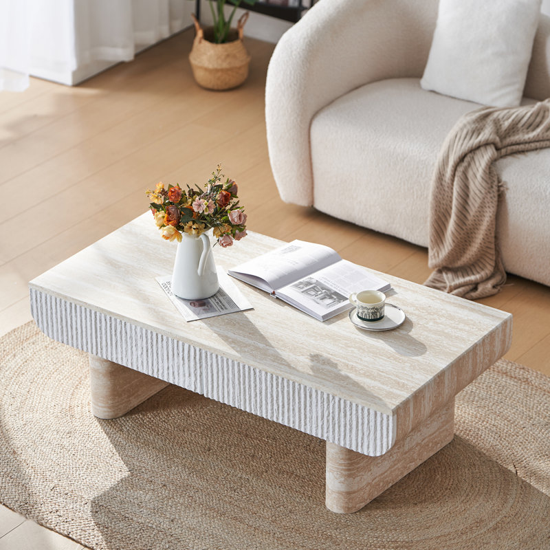 Table basse avec plateau en faux marbre