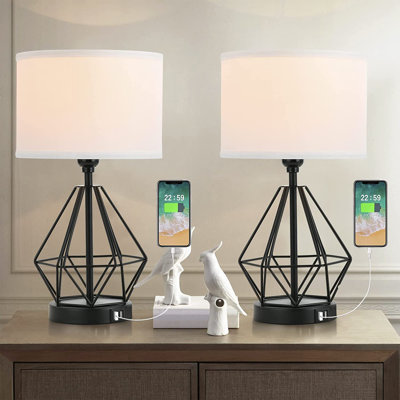 Limairy 16.5" Metal Table Lamp Set with USB Ports