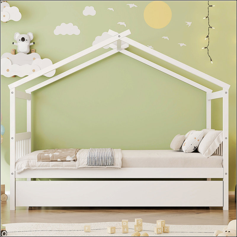 Lit simple en bois avec lit gigogne simple