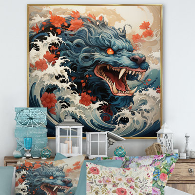 Vague de dragon japonais au large de Kanagawa IV - Dragons, art mural