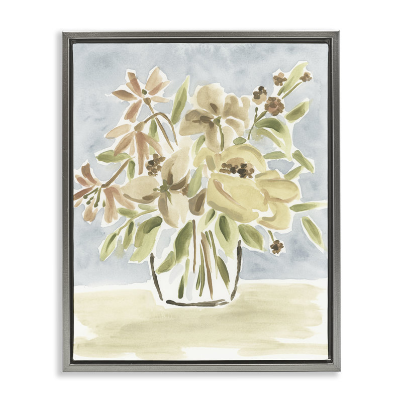 "Abstract Bungalow Bouquet", art par June Erica Vess, H 21 po x l 17 po, Cadre flottant gris lustré