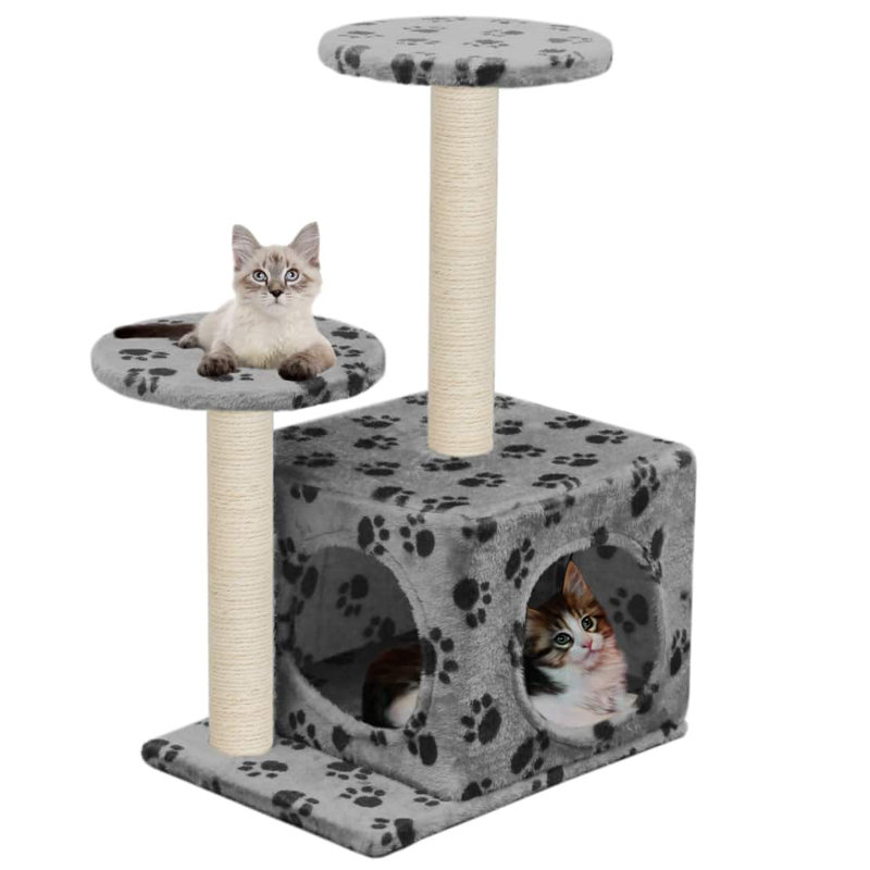 vidaXL Cat Tree with paw prints, Grey