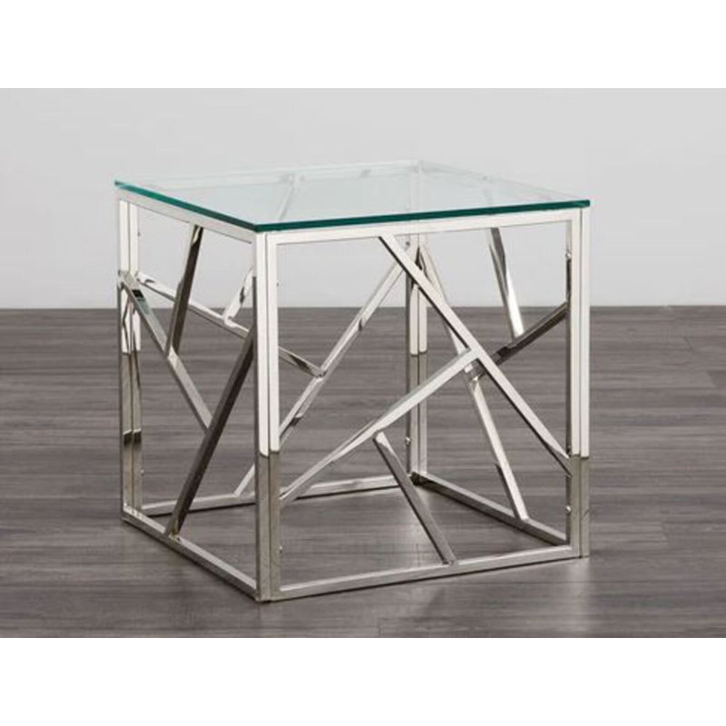 Ozuna Square Side Table, Silver