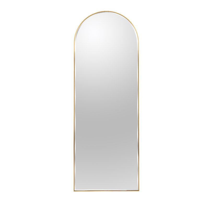 Salma Metal Flat Mirror, Satin Brass/Bevel Edge, 170cm H x 61cm W