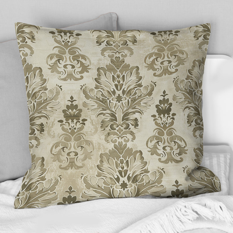 Beige champêtre chic et floral - coussin floral, H 16 po x l 16 po, Carrée