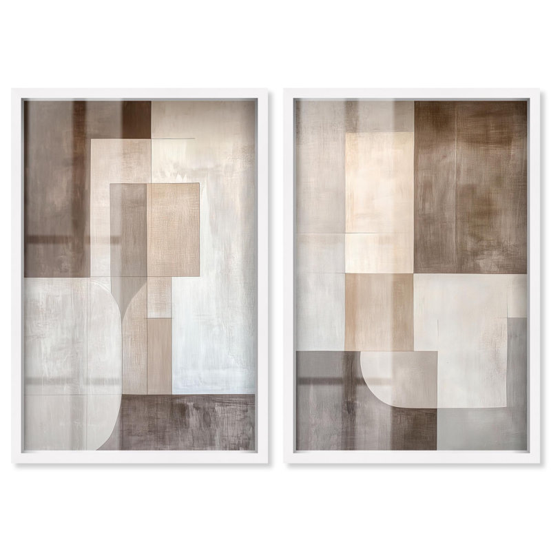Ensemble d'œuvres d'art abstrait Boho, par Dream Remise, Cadre blanc, H 16 po x l 11 po