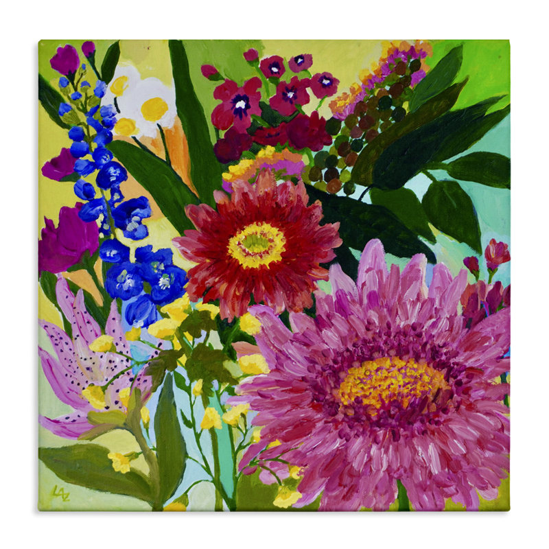 Toile florale de devant, design par Lee Ann Zirbes, H 30 po x l 30 po