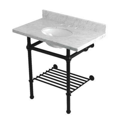 Lavabo console 36 "avec pieds en laiton Kingston Templeton (8 pouces, 3 trous)