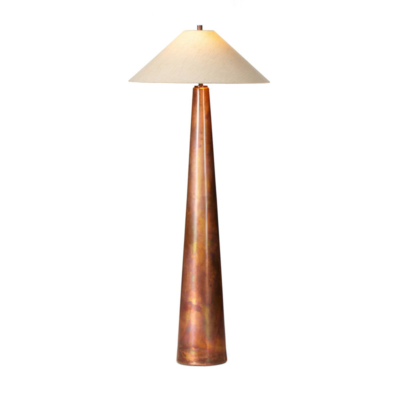 Romani Floor Lamp, Yellow Brown, Metal, Iridescent Acid Wash