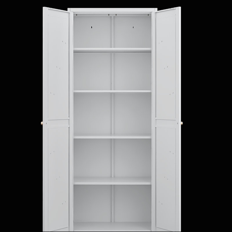 Armoire de cuisine avec tablettes réglables, armoire de rangement en métal à 2 portes pour la cuisine, le salon, la salle à manger et le bureau
