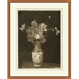 Sepia Floral Etching 1 Print