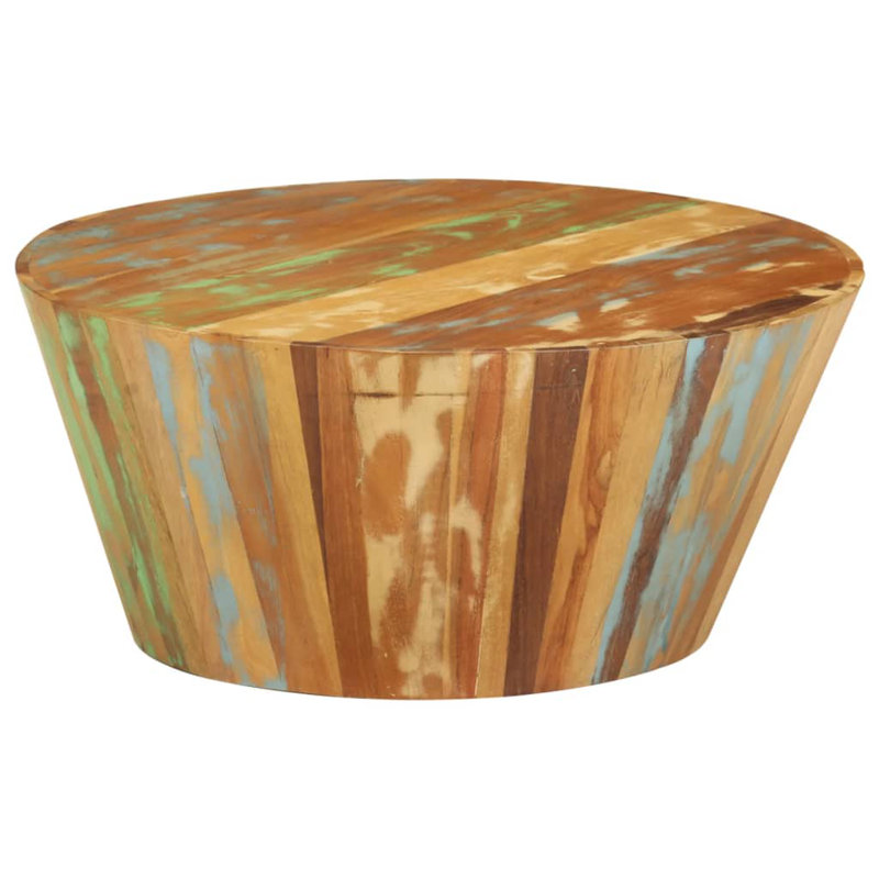 Layhill Solid Wood Drum Coffee Table, Blue/Green/Cream