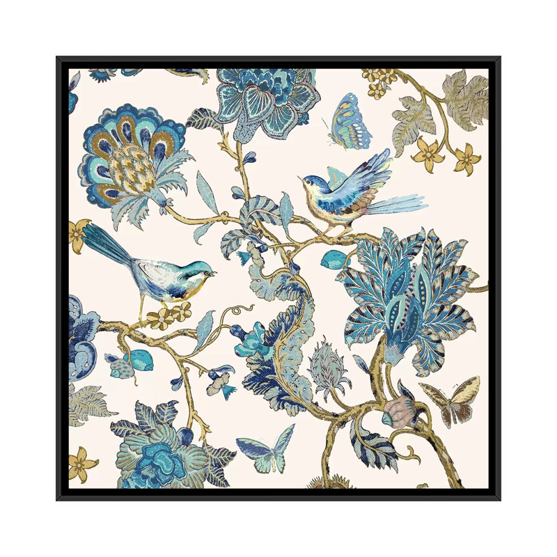 " Passing Thru I - Teal " by Reneé Campbell, 26" H x 26" W x 1.5" D, Black Framed Canvas, No Matte
