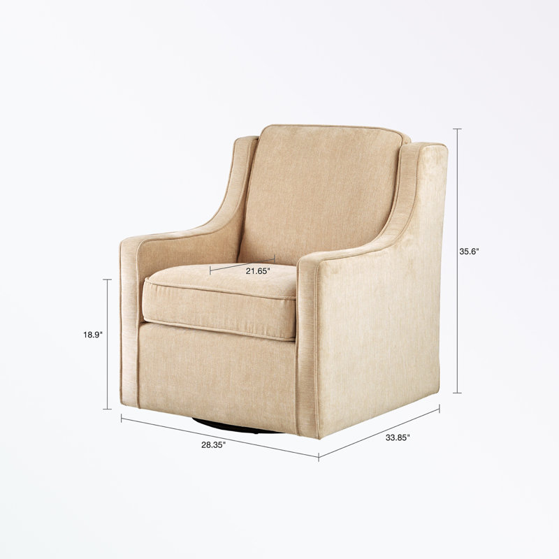 Cream Lawson Swivel Accent Chair with Wood Frame
