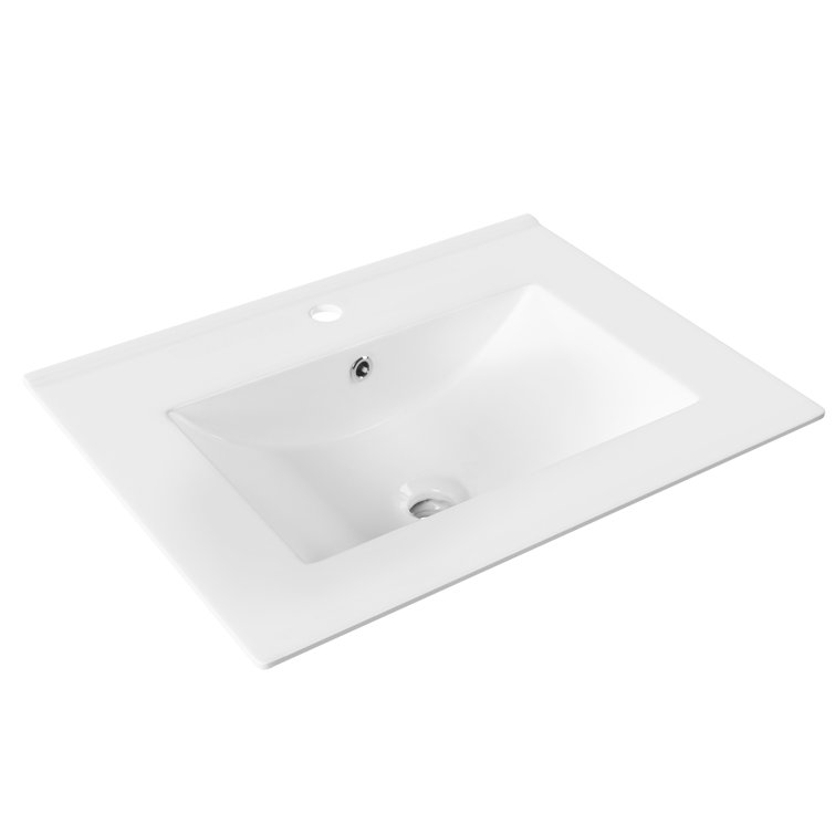 24" White Rectangular Single Bathroom Vanity Top with Sink (Top Only)