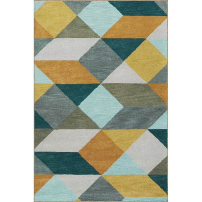 Tapis jaune à motif géométrique triangulaire lavable, Tapis de couloir 3 pi 3 po x 6 pi 7 po inclus