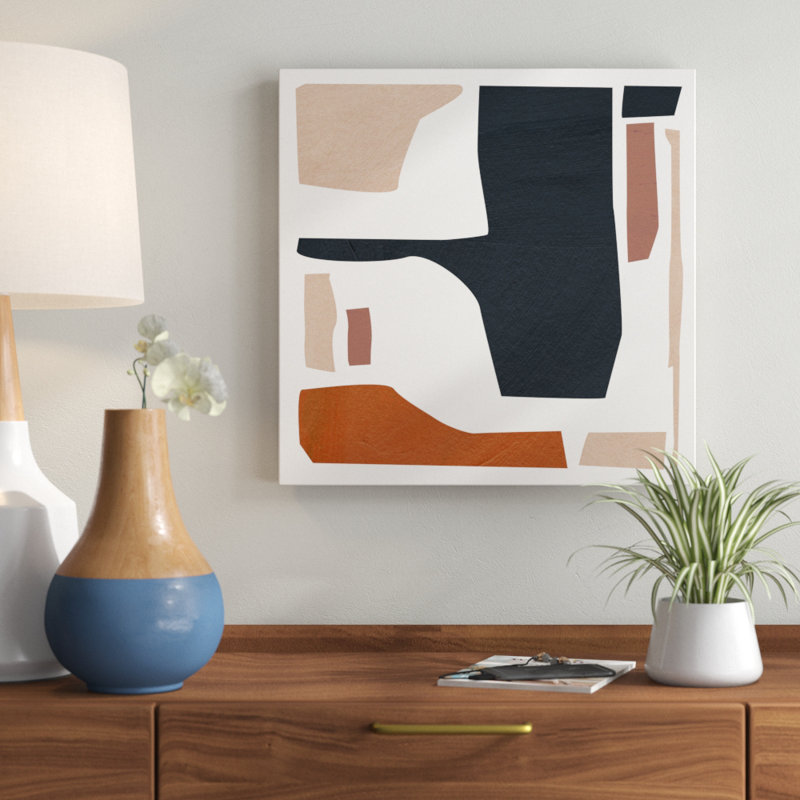 «Mid Century Shapes IV» par Melissa Wang, reproduction sur toile, H 20 po x l 20 po, Toile encadrée noire, Non