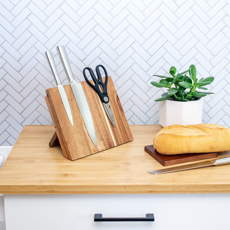 Kitchen Bear Acacia Magnetic Knife Block