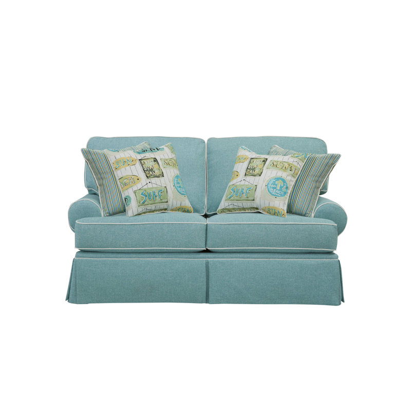 69" Round Arm Loveseat with Reversible Cushions