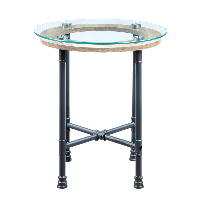 Table de bout ronde de 22 po en gris clair et sable Brantley